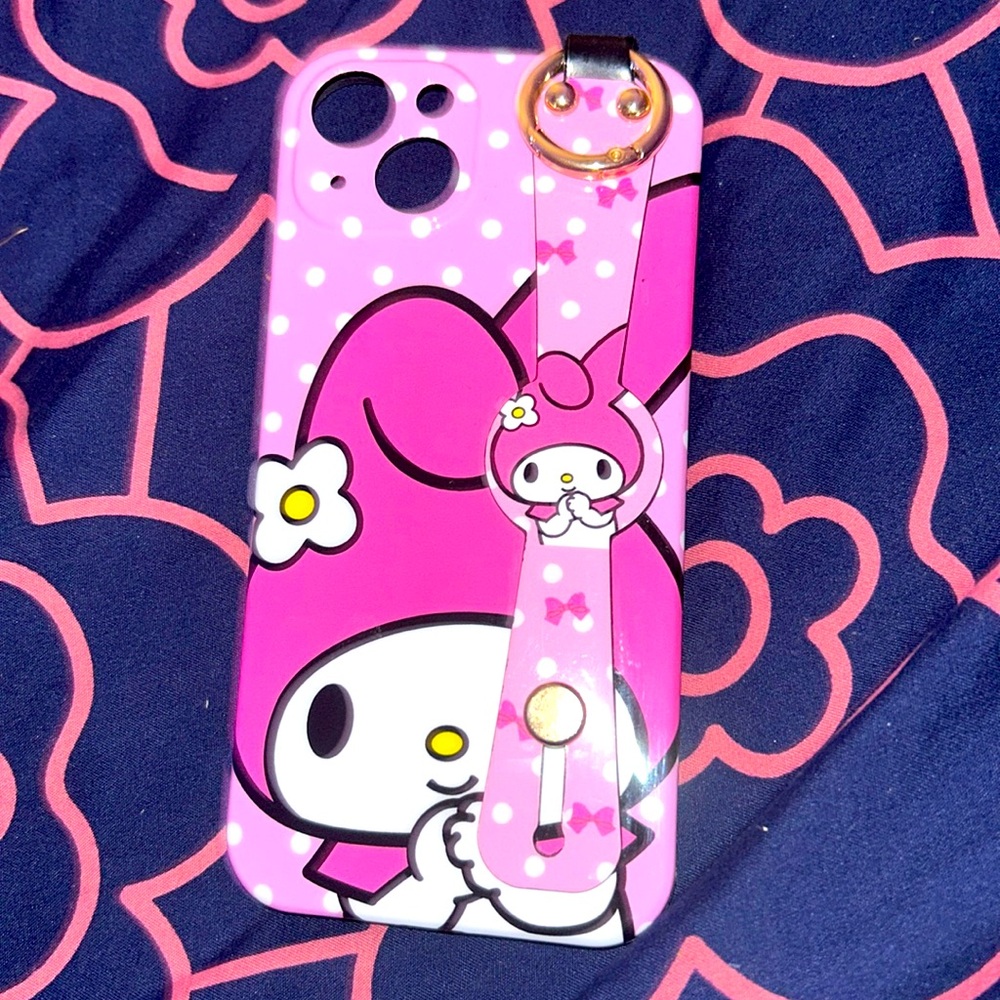 My Melody phone case with hand strap for iPhone 14